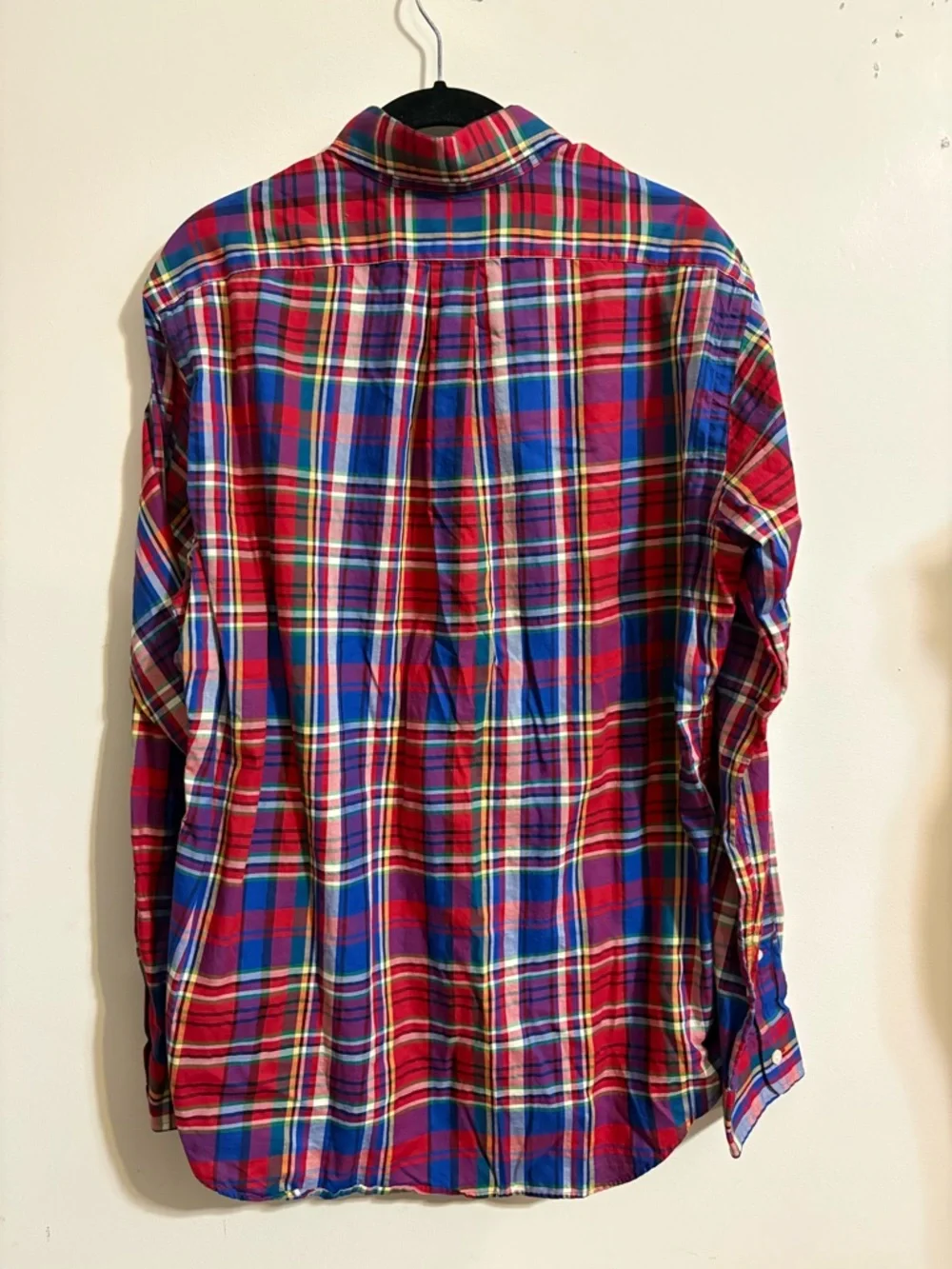 Ralph Lauren Classic Button Down Shirt Mens M Red Blue‎ Plaid Pony Cotton